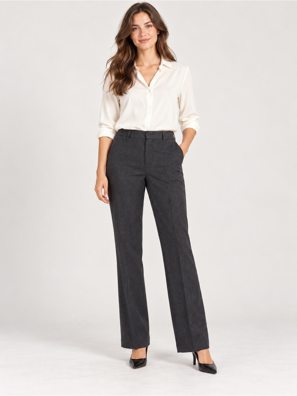 St John’s Bay Women’s Charcoal Gray Trouser Pants Size 12 Office Workwear